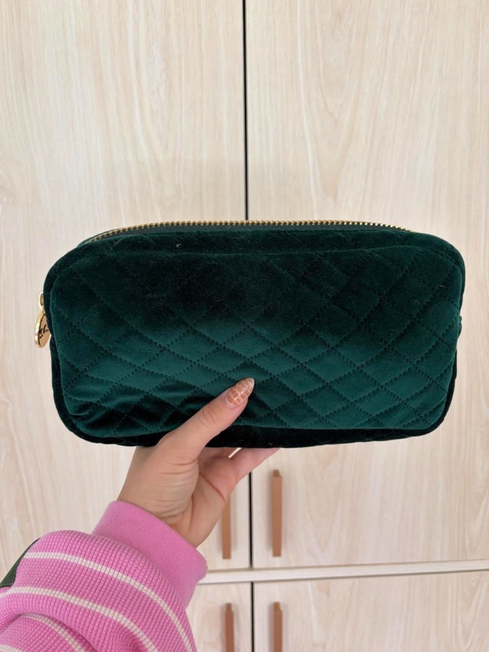 Stoney Clover Lane London Green Velvet  Small Pouch